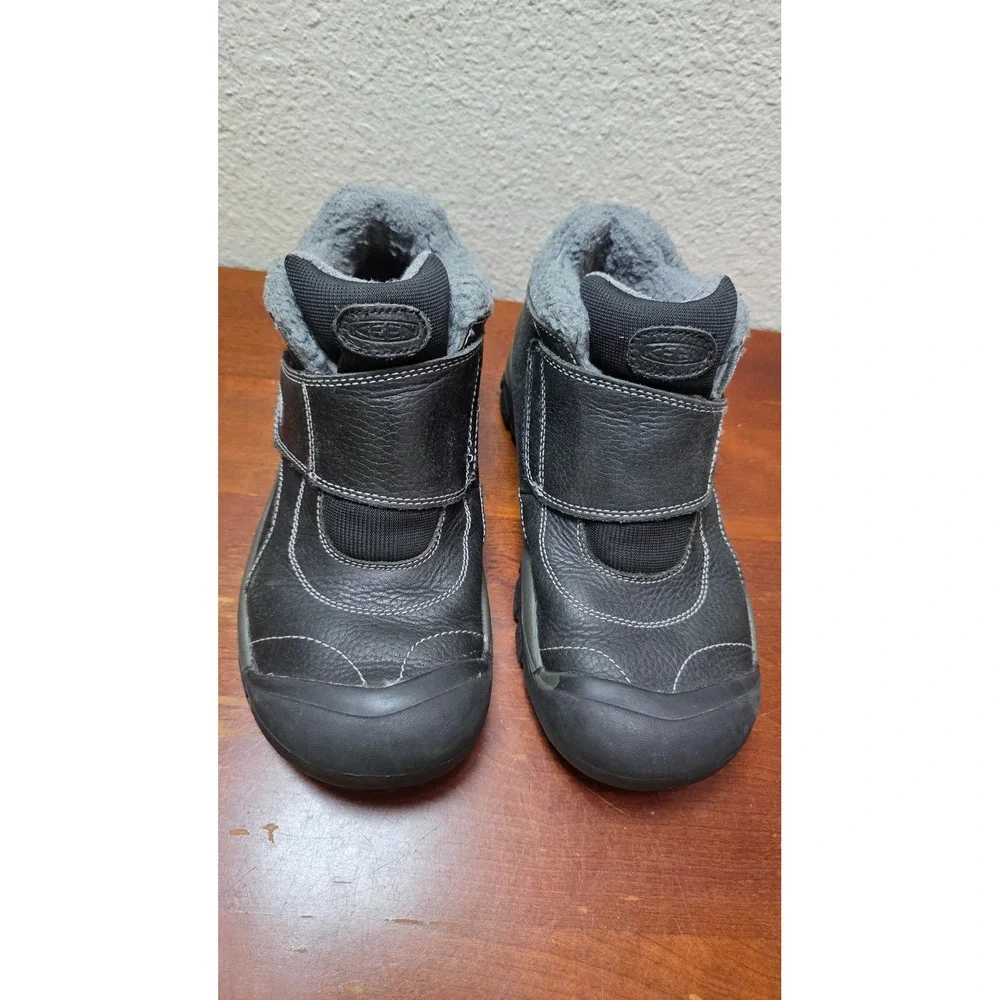 Keen Presidio Leather Boots Women 6 Black Faux Fur Lined Hook Loop 1014717